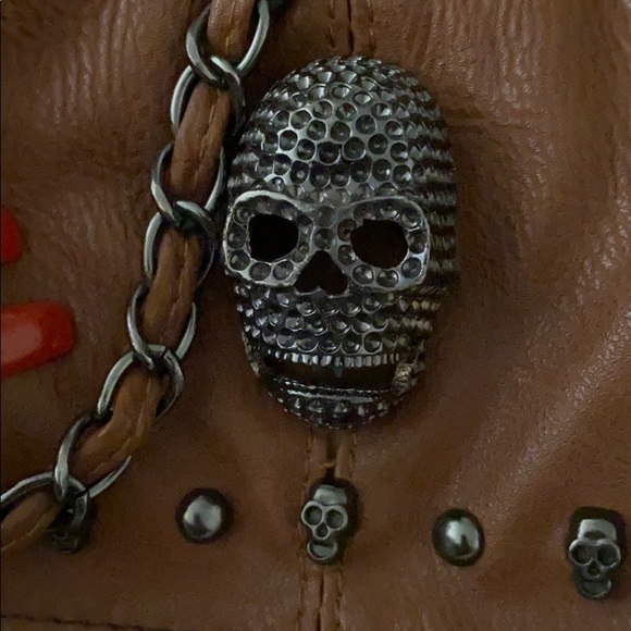 Skull detailed brown purse - Picture 4 of 7